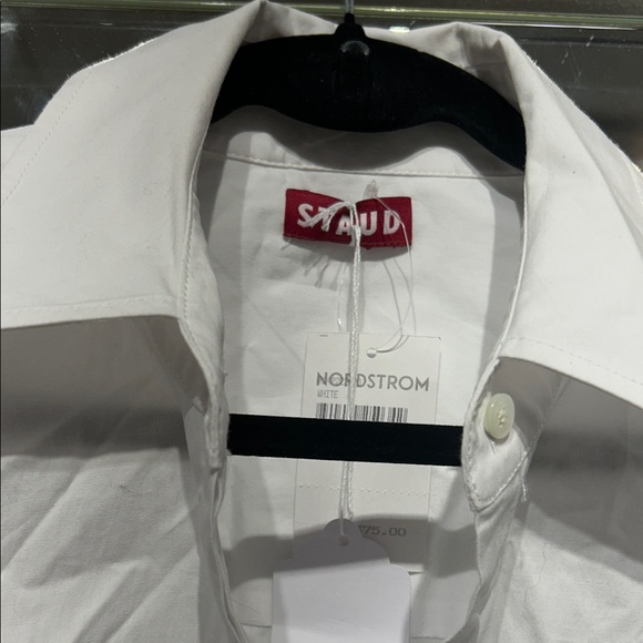 STAUD White Poplin Button-Up Maxi Dress w/French Cuff Detail - Picture 2 of 4